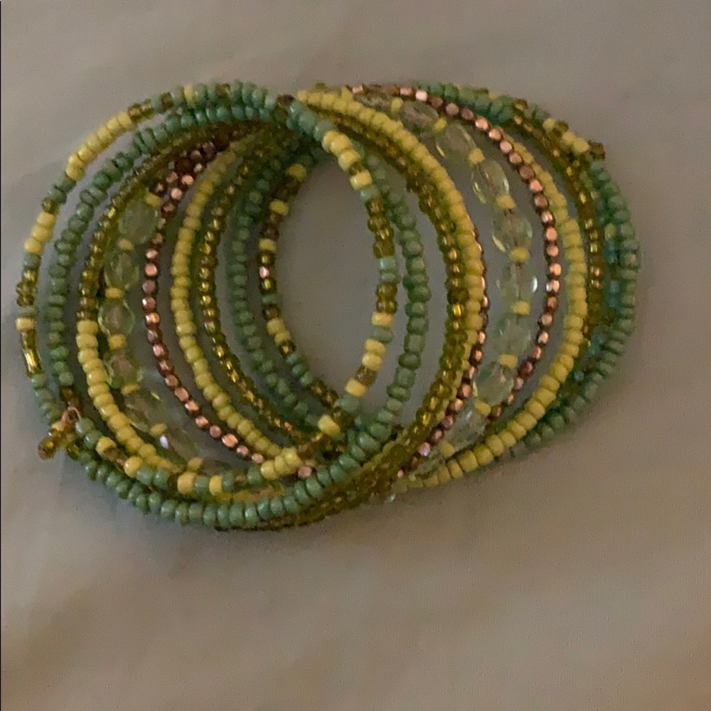 Green bead wrap bracelet